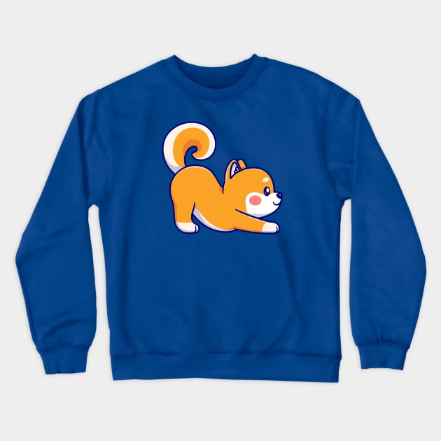 Cute Shiba Inu Dog Stretching Yoga Cartoon Crewneck Sweatshirt by Catalyst Labs